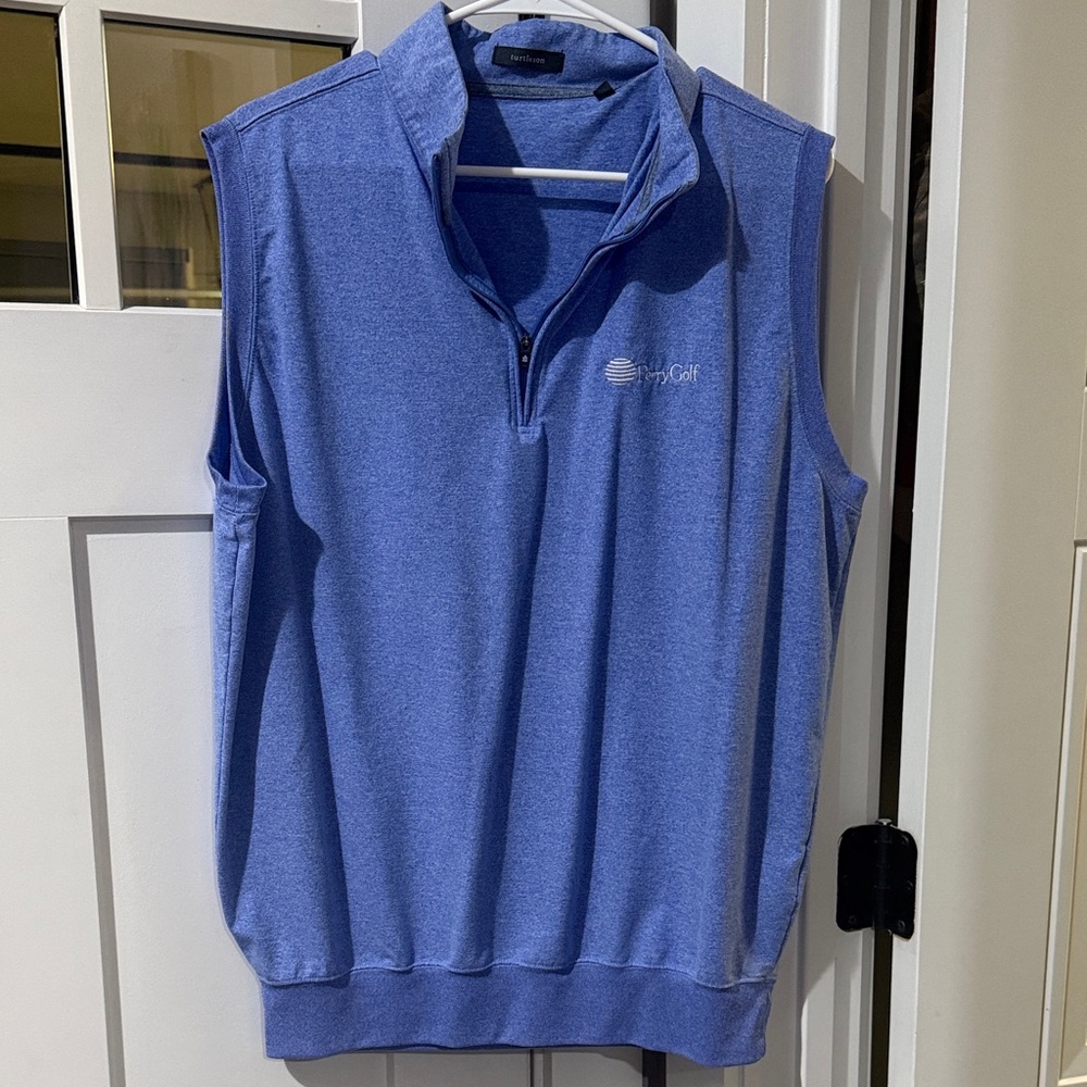 Blue Sleeveless Quarter-Zip Golf Vest-Perry Golf Turtleson